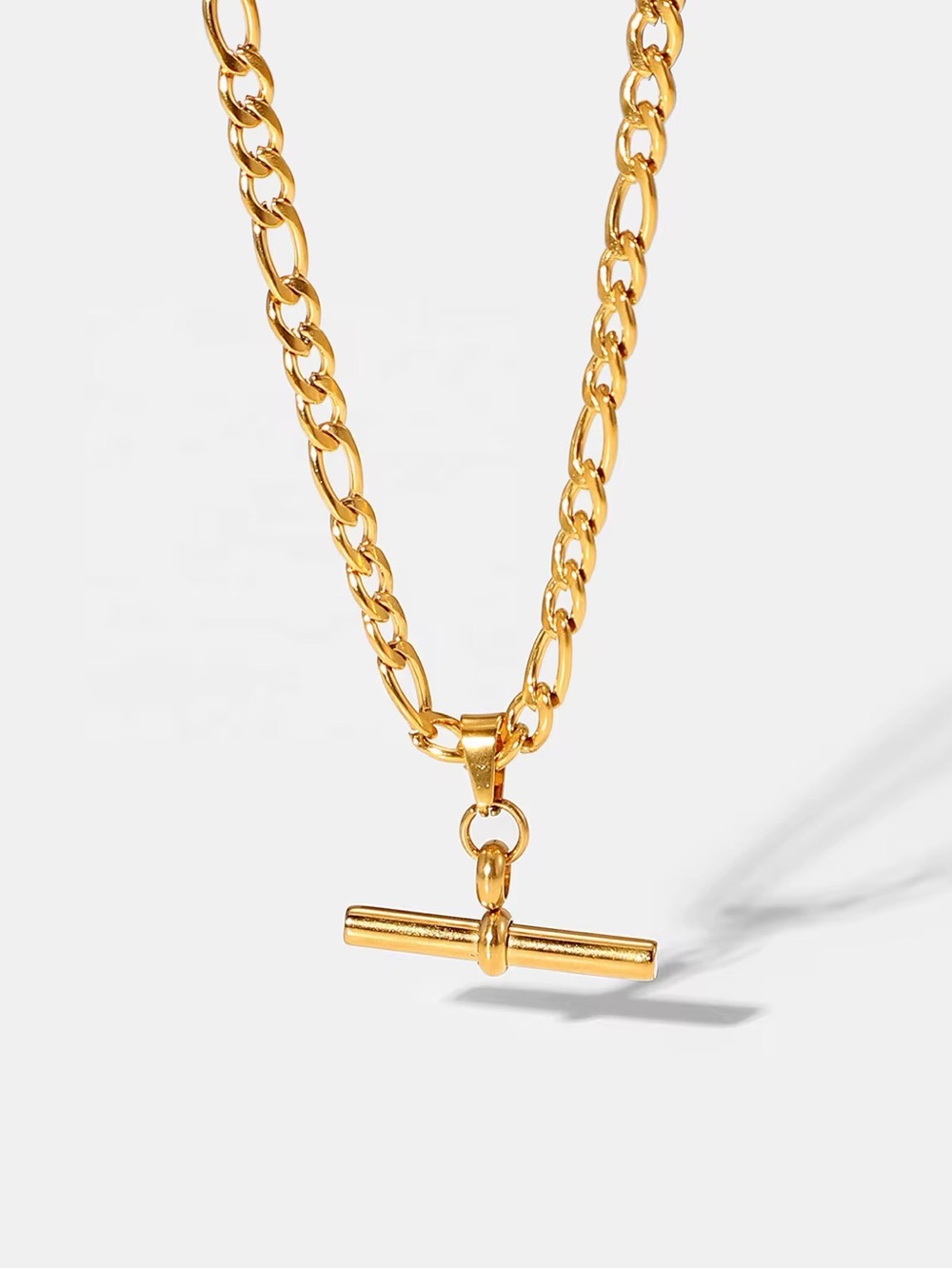 18K Gold Plated T-Bar Pendant Necklace